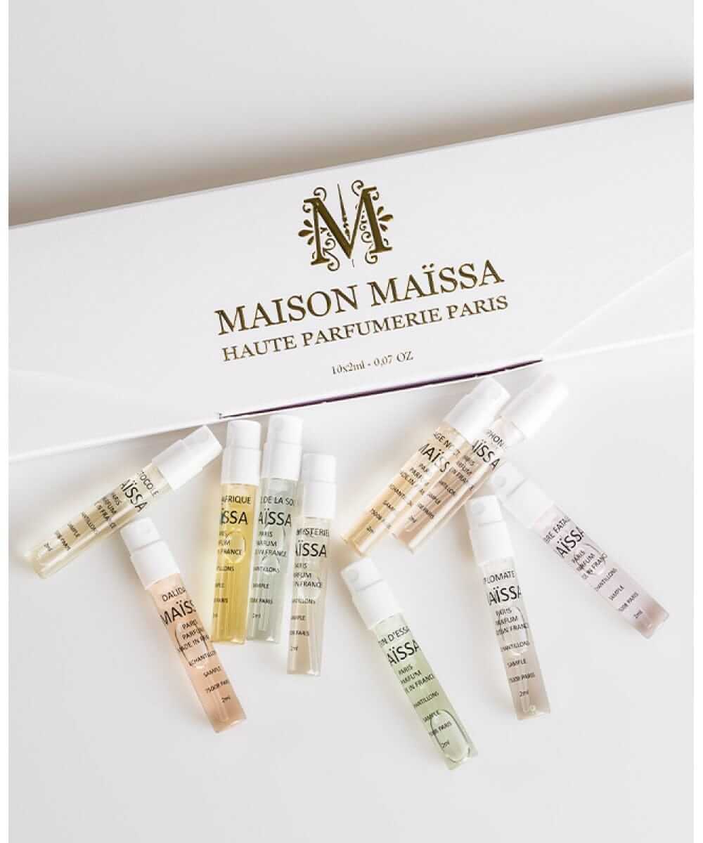 Luxurious KIT ECHANTILLOM N3 by Maison Maïssa, featuring elegant scents like Avenue de la Soie, Cataliya, and more from the5thscent.