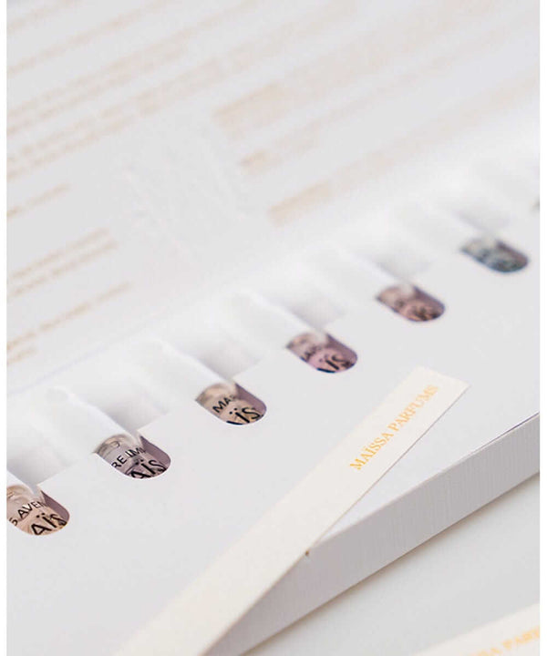 Luxurious KIT ECHANTILLOM N3 featuring exquisite Maïssa Parfums Paris samples for the5thscent, highlighting Avenue de la Soie and more.