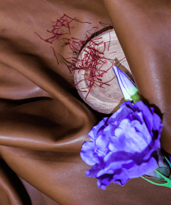 Luxurious Ottoman Leather extrait de parfum display by Maison Maïssa, exclusively at the5thscent, evoking oriental elegance.