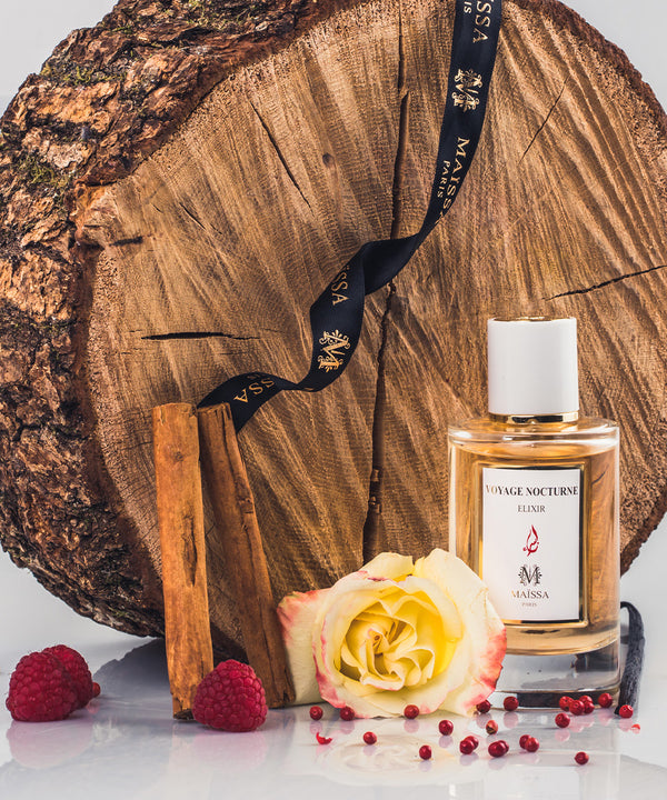 VOYAGE NOCTURNE by Maison Maïssa, a luxurious unisex elixir with sandalwood and rose berry, available at the5thscent.
