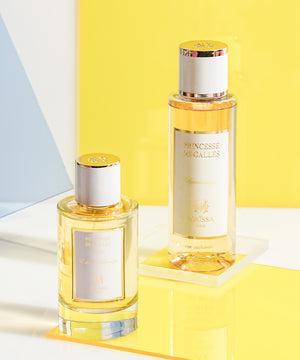 Luxurious PRINCESSE DE GALLES (250ml) perfume by Maison Maïssa and the5thscent; a floral-fruity fragrance with elegant notes of bergamot and jasmine.