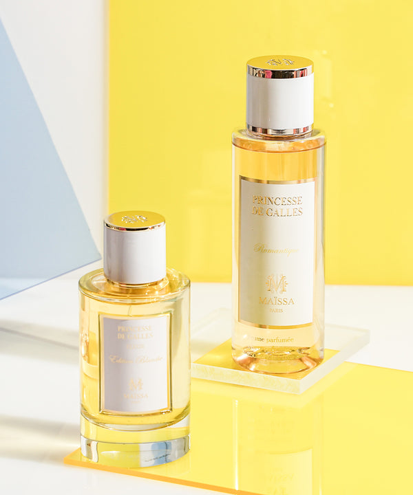 Luxurious PRINCESSE DE GALLES (250ml) perfume by Maison Maïssa and the5thscent; a floral-fruity fragrance with elegant notes of bergamot and jasmine.