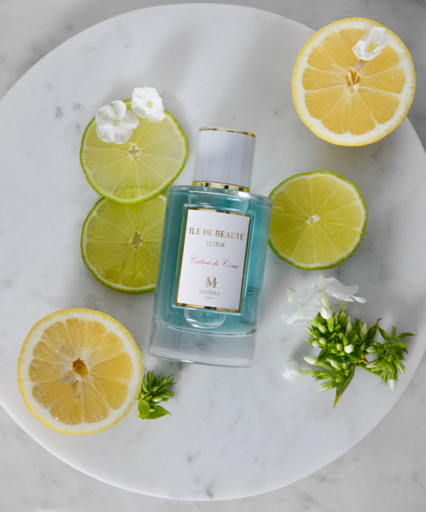 ILE DE BEAUTE perfume by Maison Maïssa, showcased with fresh citrus and floral notes, offering a luxurious and elegant scent by the5thscent.