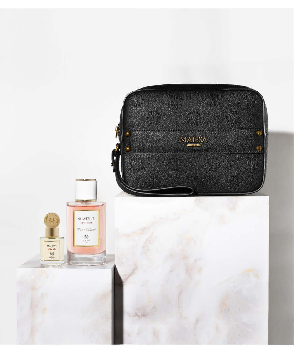 Luxurious COFFRET TOSCANE 66 AVENUE set by Maison Maïssa featuring sleek Pochette Toscane and elegant the5thscent fragrance collection.