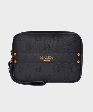 Luxurious Toscane Leather Pochette in Black from COFFRET TOSCANE JAWHARA BY MAÏSSA, embodying Maison Maïssa elegance by the5thscent.