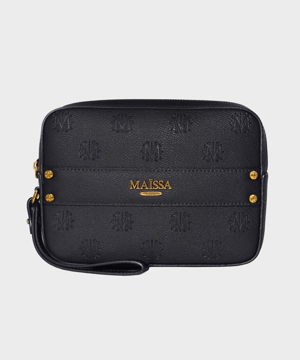 Luxurious Toscane Leather Pochette in Black from COFFRET TOSCANE JAWHARA BY MAÏSSA, embodying Maison Maïssa elegance by the5thscent.