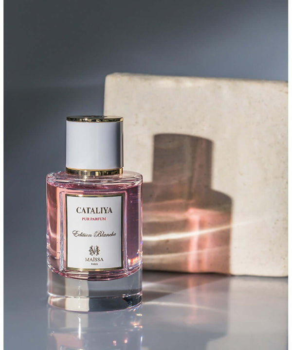 Luxurious bottle of CATALIYA (50ml) by Maison Maïssa, an elegant unisex fragrance capturing summer's essence, available at the5thscent.