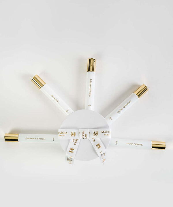 Luxurious BESTSELLERS BOXES- gift box featuring Maison Maïssa's Symphonie, Wood by Maïssa, elegant 20ml perfumes by the5thscent.
