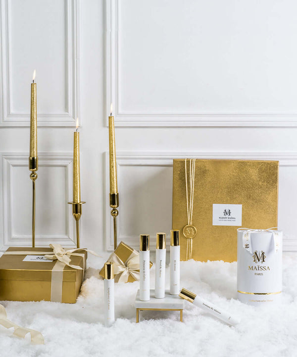 Luxurious Maison Maïssa BESTSELLERS BOXES- gift box featuring elegant perfumes like Jawhara, Princesse de Galles, and Symphonie. The5thscent.