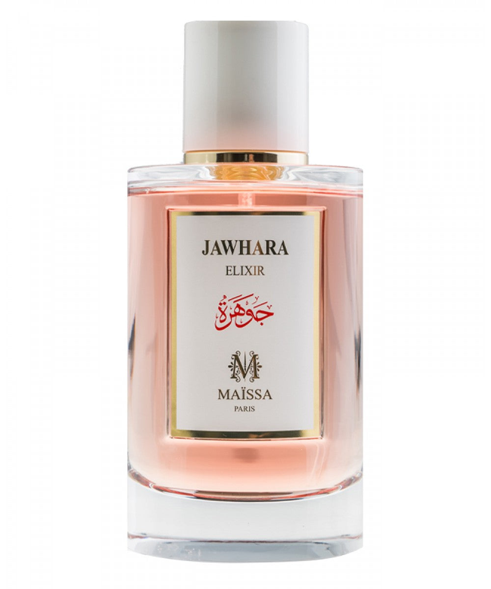 Luxury bottle of Jawhara Perfume by Maison Maïssa – Unisex Luxury Scent, blending woody amber notes, available at the5thscent.
