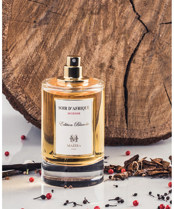 Luxurious SOIR DE AFRIQUE by Maison Maïssa, a spicy, oriental fragrance with incense, rose berries, cardamom. Available at the5thscent.