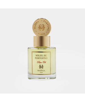 Luxurious PURE OIL SOLEIL DE PORTOFINO by Maison Maïssa, exclusive aquatic fragrance presented by the5thscent in a regal glass bottle.