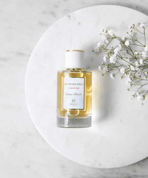 Luxurious bottle of DESTIN DES ANGES by Maison Maïssa, featuring an oriental fragrance, showcased by the5thscent with elegant floral accents.