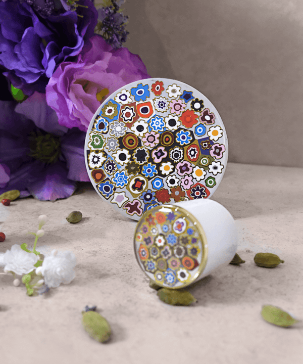 Elegant JARDIN DE SIBENIK by Maison Maïssa and the5thscent, luxurious floral and woody perfume, adorned in colorful floral packaging.