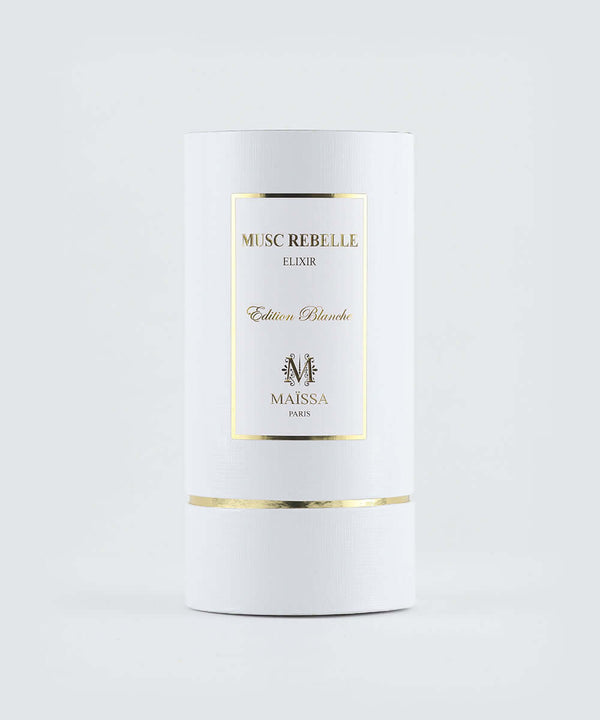 Elegant packaging of MUSC REBELLE fragrance by Maison Maïssa, available at the5thscent. A luxurious unisex musk perfume.