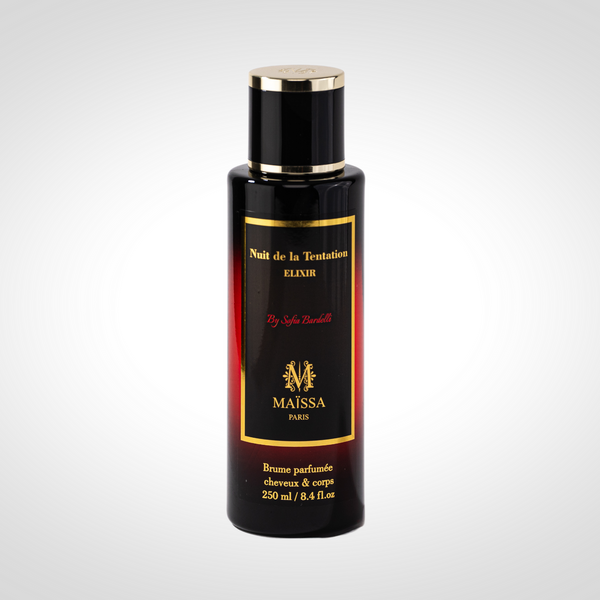 Nuit de la Tentation Brume Parfumée 250ml by Maison Maïssa — black perfumed mist bottle with gold accents, made in France