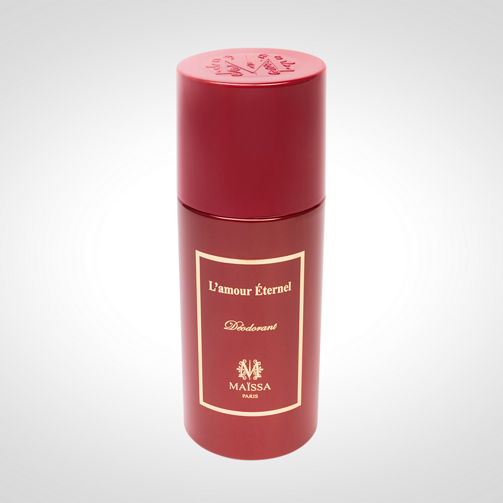 L'Amour Éternel Déodorant Spray 150ml by Maison Maïssa Paris — deep red bottle with gold lettering, made in France