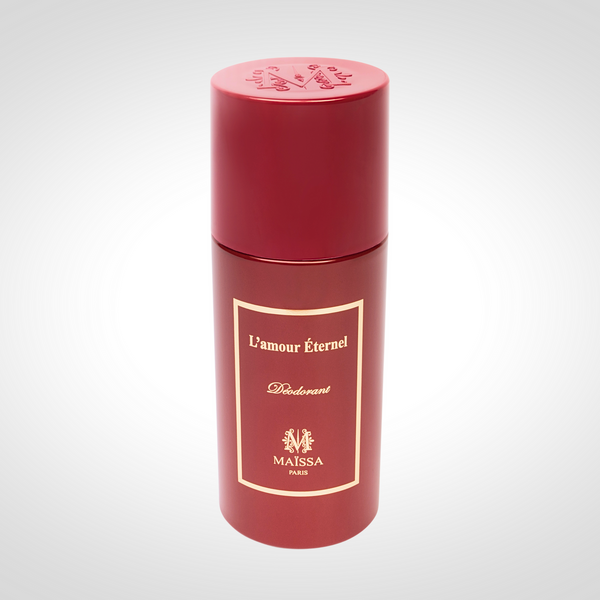 L'Amour Éternel Déodorant Spray 150ml by Maison Maïssa Paris — deep red bottle with gold lettering, made in France
