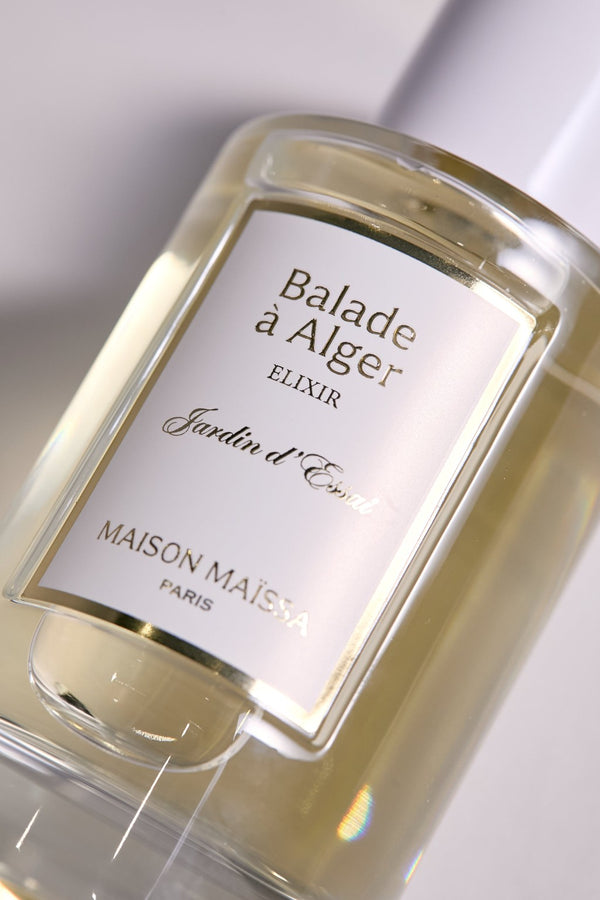 Close-up of the Balade à Alger Elixir perfume bottle by Maison Maïssa