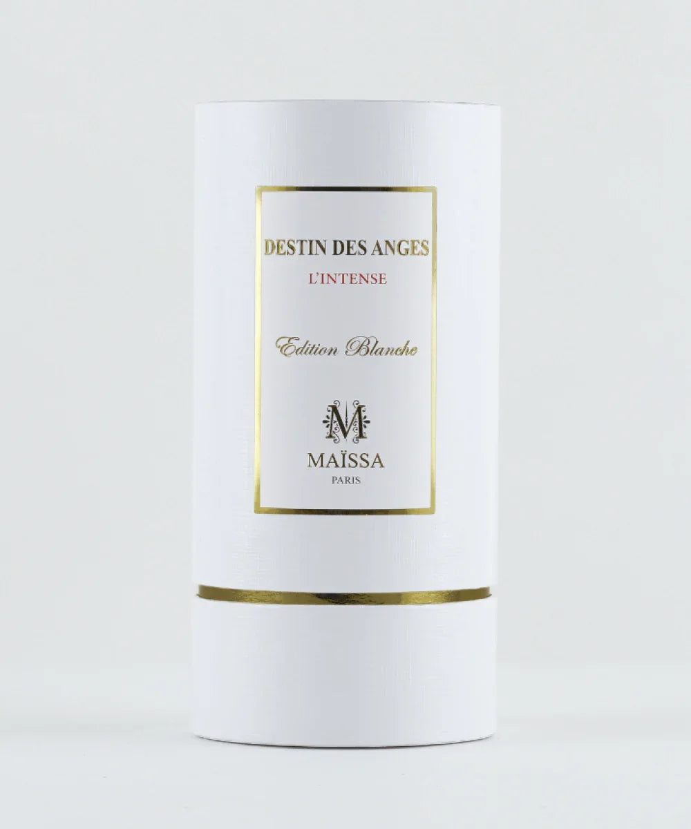 Destin Des Anges L'Intense Edition Blanche luxury French perfume bottle with white and gold cap