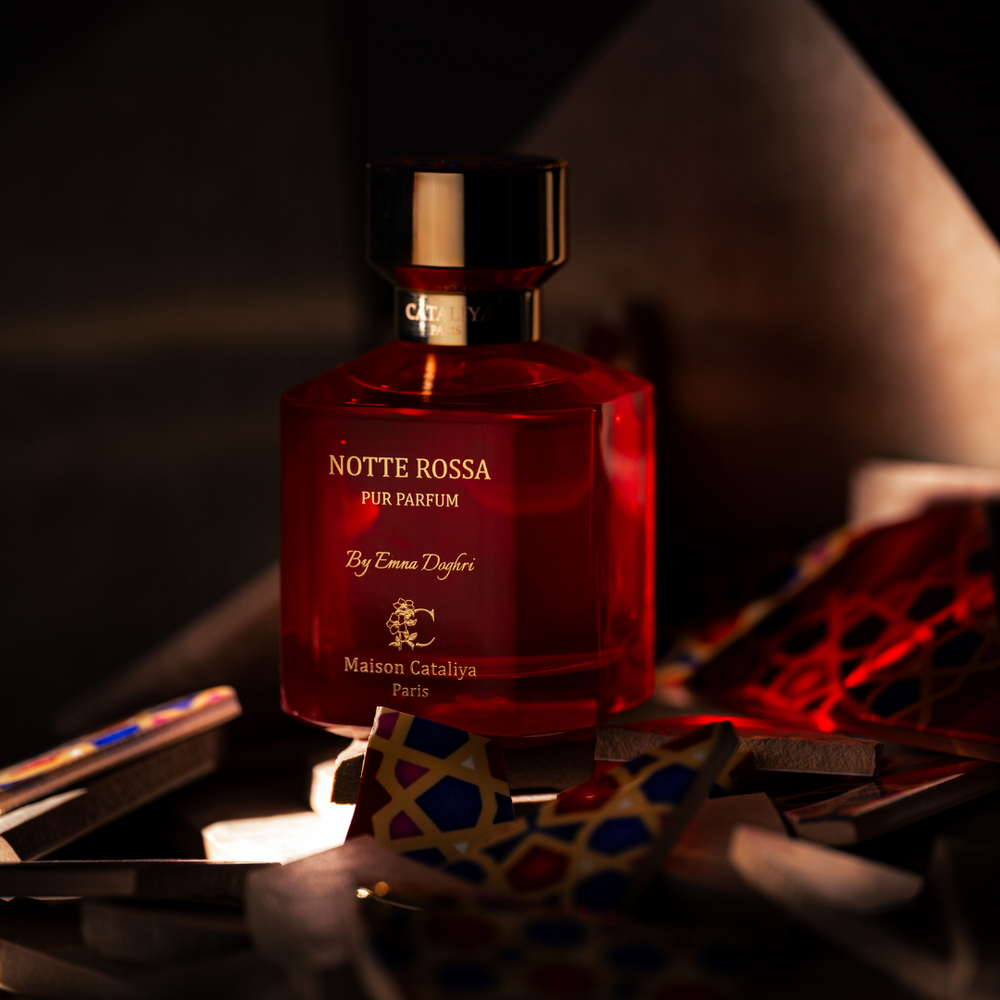 Maison Cataliya Notte Rossa 75 ml fragrance with decorative tiles