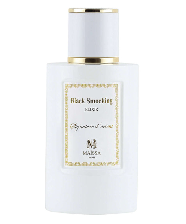 Luxurious bottle of Black Smocking by Maison Maïssa, showcasing an oriental scent blend with the5thscent elegance and exclusivity.