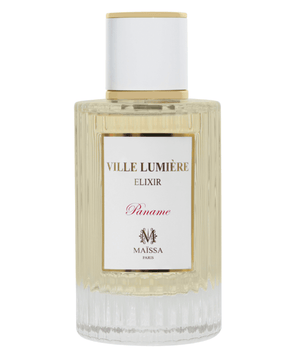 Luxurious VILLE LUMIÈRE perfume by Maison Maïssa, captured in an elegant bottle, showcasing its exclusive unisex fragrance for the5thscent.