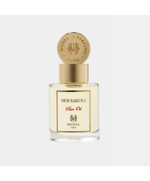 Luxurious PURE OIL OUD SAKURA by Maison Maïssa, 15ml glass bottle, exclusive woody gourmet scent from the5thscent collection.