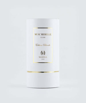Elegant packaging of MUSC REBELLE fragrance by Maison Maïssa, available at the5thscent. A luxurious unisex musk perfume.
